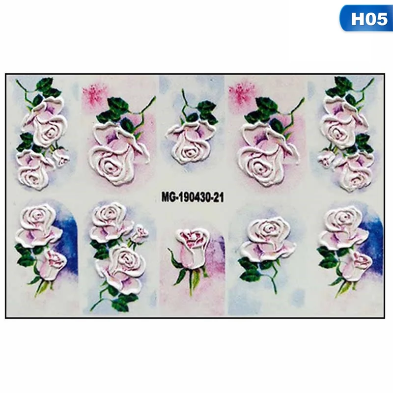1 лист 3D милое сладкое десертное Фламинго Роза стикер для ногтей Освежающая фруктовая серия стереоскопическая наклейка для дизайна ногтей - Цвет: NA3561H05