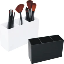

3 Lattices Desk Organizer Cosmetic Pen Storage Container Plastics Table Eyebrow Brush Holder Standing Storeage Box