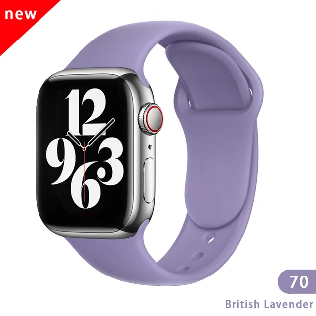Soft Silicone Sport Band for Apple Watch SE 7 Series 44MM 40MM rubber Watchband Strap on smart iWatch 654321 42MM 38MM bracelet New Lavender