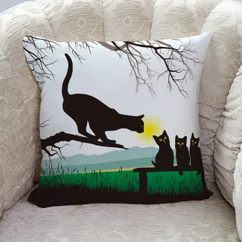 

Bench Branches Landscape Kitten Grass Park Pillow Covers Cases Cushion Pillowcase Square Print
