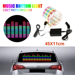 45x11cm carro adesivo música rhythm led flash lâmpada de luz do carro traseiro pára brisa luz decorativa som ativado equalizador 12v