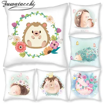 

Fuwatacchi Cartoon Hedgehog Pattern Cushion Cover Animal Pillow Cover Printed Throw Pillowcase for Home Sofa Decorative Pillows