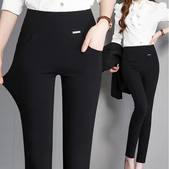 

Kpop Spring And Autumn Leggings Korean Women's Stretch Pants Little Pants Velvet Warm Pants High Waist Black Leggings Plus Size