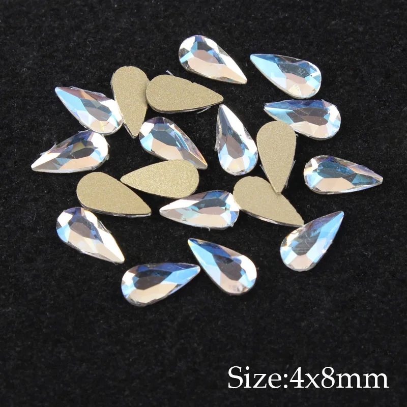 Drop4x8mm 30 шт. Стразы для ногтей с плоской задней поверхностью, алмазные каплевидные кристаллы ромбов, камни, блестящие Звездные драгоценные камни, маникюрные украшения для ногтей - Цвет: Drop4x8mm
