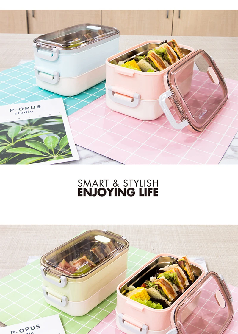 不锈钢保温饭盒单双层学生成人上班族微波炉午餐盒保鲜分格便当盒_A3_4