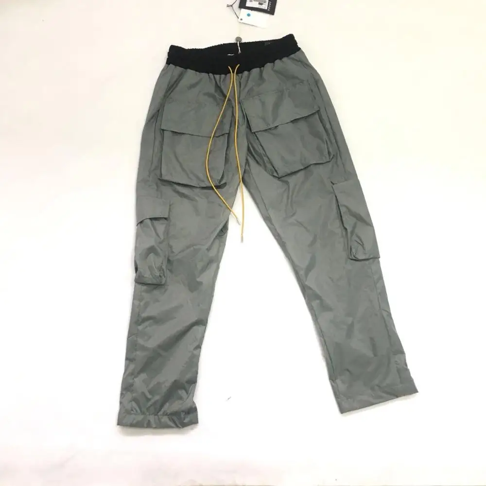 

RHUDE Military Wind Multi Pocket Pants High Street Men Women 1:1 RHUDE Straight Solid Color Overalls Rhude Breasted Casual Pants