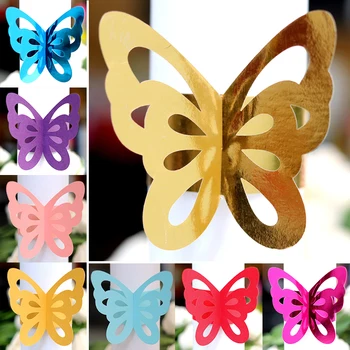 

100pcs Glitter Smooth Butterfly Paper Napkin Rings Napkins Holders for Hotel Birthday Wedding Party Dining Table Decoration