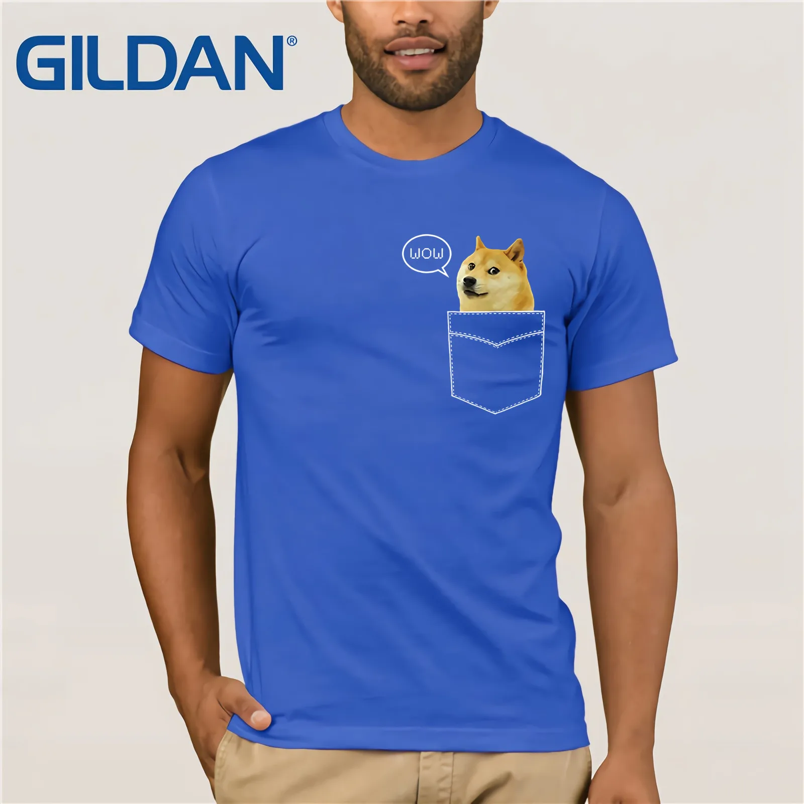Шиба ину футболка Pocket Doge такая Wow Dank Pixel милая собака футболка Летняя мужская футболка с коротким рукавом - Цвет: blue