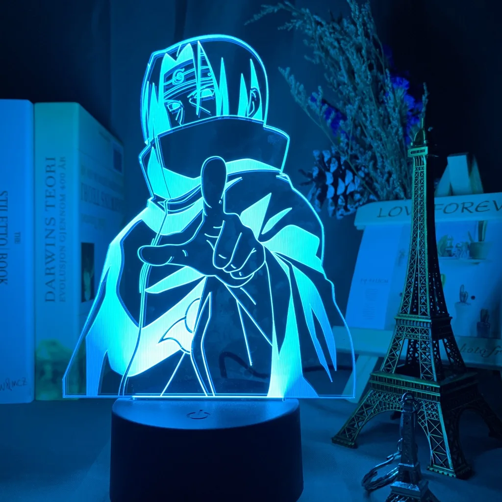 3d лампа в стиле Итачи Учиха рисунок ночной Светильник для ребенка Украшения в спальню классный подарок на день рождения Цвет меняющийся светодиодный ночной Светильник 3d иллюзия