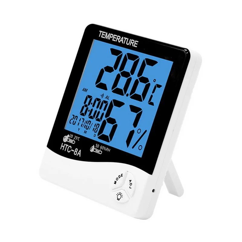 Цифровой термометр, гигрометр, электронный ЖК-дисплей, измеритель температуры и влажности, метеостанция, домашние, уличные часы, HTC-18 - Цвет: HTC-8A