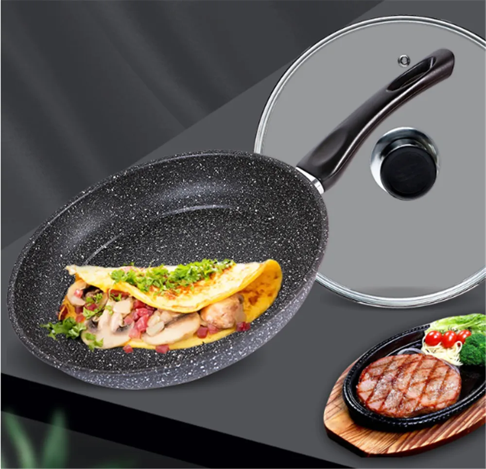 Pan Non-stick Pan with Lid Skillet 30cm Frying Pan Home Garden Induction Cooker Pans Gas Stoves Pancake Pan Steak Wok Pan Bread
