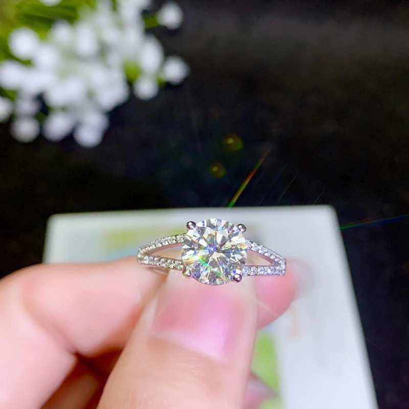 BOEYCJR 925 серебро 0,5/1ct/2ct F цвет Moissanite VVS обручальное свадебное кольцо с бриллиантом с национальным сертификатом для женщин