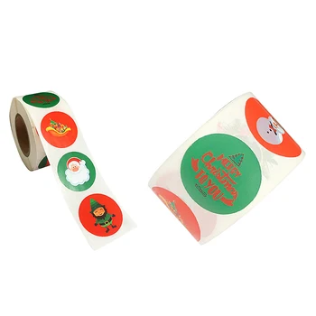 

500pcs/roll Christmas Sticker 8 Designs Pattern Cartoon Sticker For Kids Toys Christmas Gift Waterproof Adhesive Labels