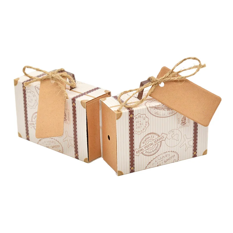 10/20pcs Travel Suitcase Candy Box Kraft Paper Gift Boxes Wedding Birthday Party Decoration Supplies Christmas Gift Packaging