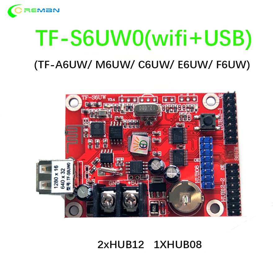 TF S6UW0 WIFI и USB драйвер беспроводной светодиодный контроллер дисплея F3.75 F5.0 P7.62 P10