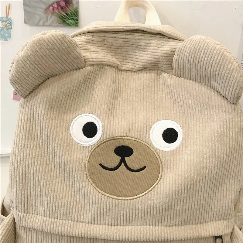 Stylish Backpacks best of sale  Japanese Corduroy Bear Backpacks for Cute Women Multi-pockets School Bags Large Capacity Backpack Teenger Girls Schoolbag Female stylish backpacks for women