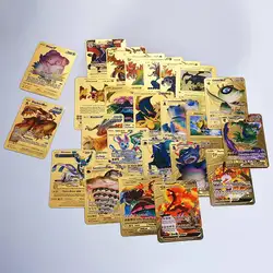Jeu de cartes Pokemon en métal pour enfants, 8.6x6.3cm, cadeaux de noël, journée de l'enfance, jouet, 6 pièces au hasard 