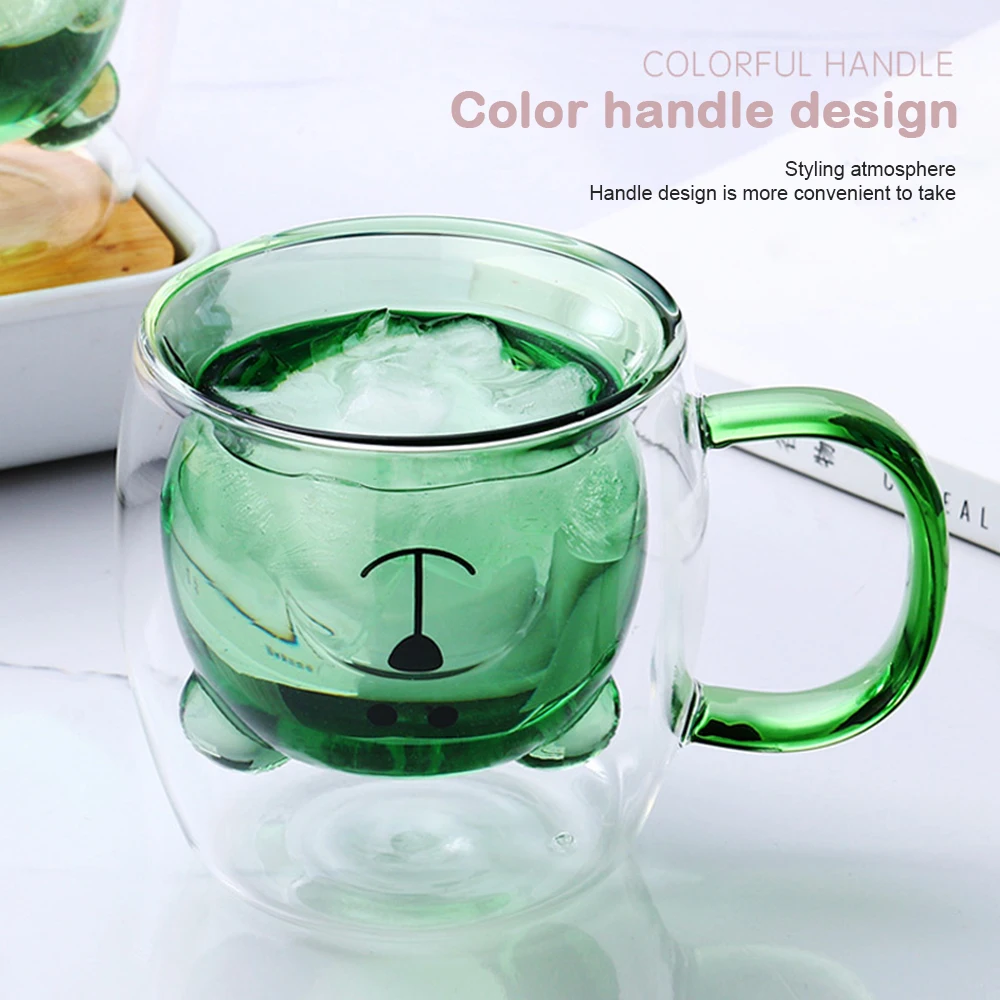 Double Layer Glass Cup With Handle Creative Transparent - Temu