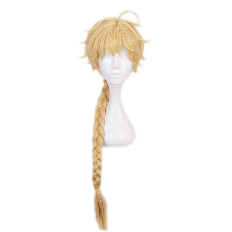 Genshin Impact Cosplay Aether Traveler Golden Braid Heat Resistant Synthetic Hair Wigs Halloween Carnival Party Role Play 1
