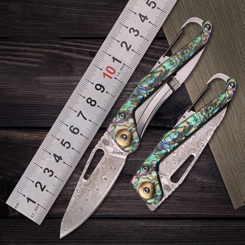 

Damascus Folding Pocket Knife Survival Self-defense Portable Knife Outdoor Knife
