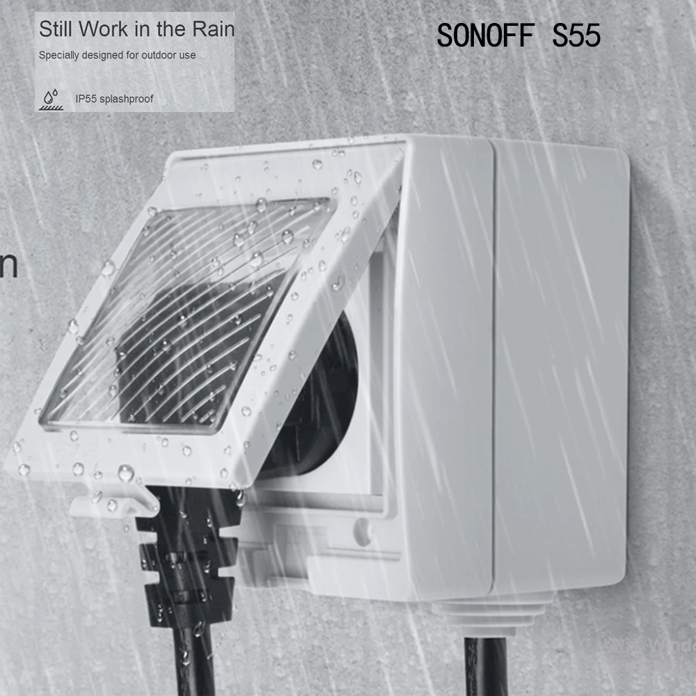 SONOFF S55 водонепроницаемый IP55 Wifi умная розетка переключатель умный WiFi розетка умный дом управление Wifi розетка умная розетка