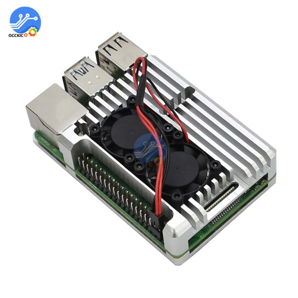 Для Raspberry Pi 4 CNC корпус из алюминиевого сплава защитный чехол с вентиляторами для Raspberry Pi 4 ЧПУ-Коробка Чехол