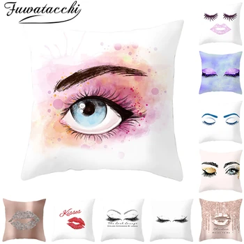 

Fuwatacchi Makeup Eyelash Pattern Pattern Cushion Covers Colorful Pillow Cover Sofa Living room Chair Car Pillowcase 45cm*45cm