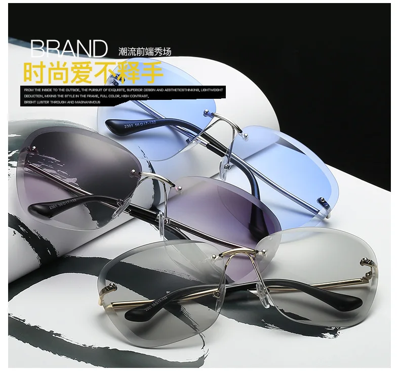 Солнцезащитные очки Ms. Frameless Lens Crystal technology, квадратные солнцезащитные очки для женщин, ретро очки, поляризованный Polaroid Lens, для покупок, путешествий