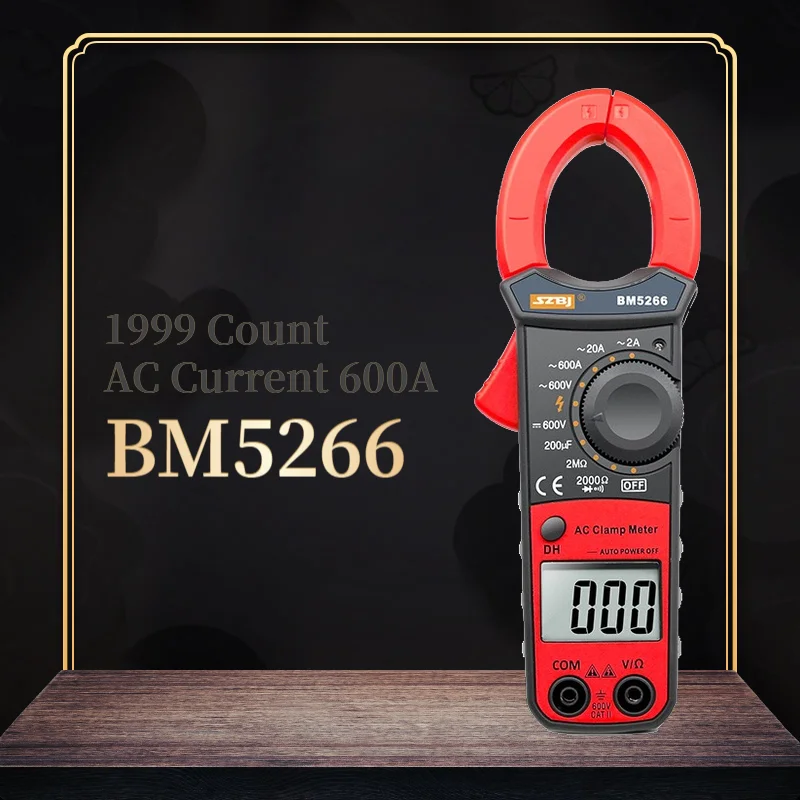 

SZBJ BM5266 Digital Clamp Meter Digital Multimeter 1999 Counts AC/DC Volt Amp Ohm Capacitance Phase Diode Megger Ammeter Tester