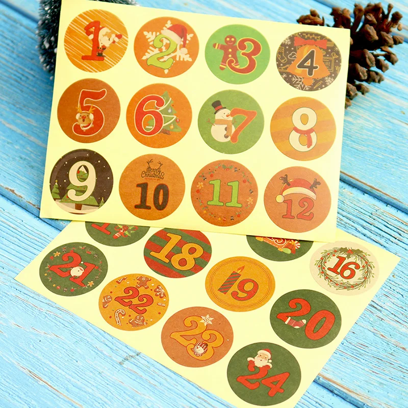 96 шт. Счастливого Рождества новые наклейки с цифрами для украшения Navidad 2020 Адвент