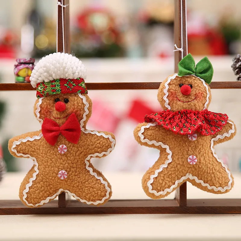 

Mini Plush Doll Hanging Decor Christmas Decorations For Home navidad Noel Gingerbread Man Pendants Christmas Tree Ornaments 35