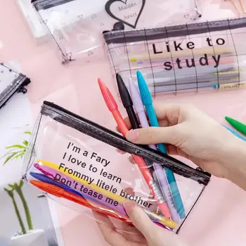 

PVC Transparent School Pencil Case Large Capacity Pencil Box Storage bag Stationery gift