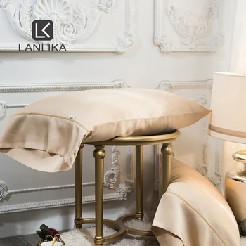 

Lanlika Beauty 100% Silk Champagne Gold Pillowcase 25 Momme Terse Color Silk Pillow Cover Healthy Silky For Women Men Kids Girls