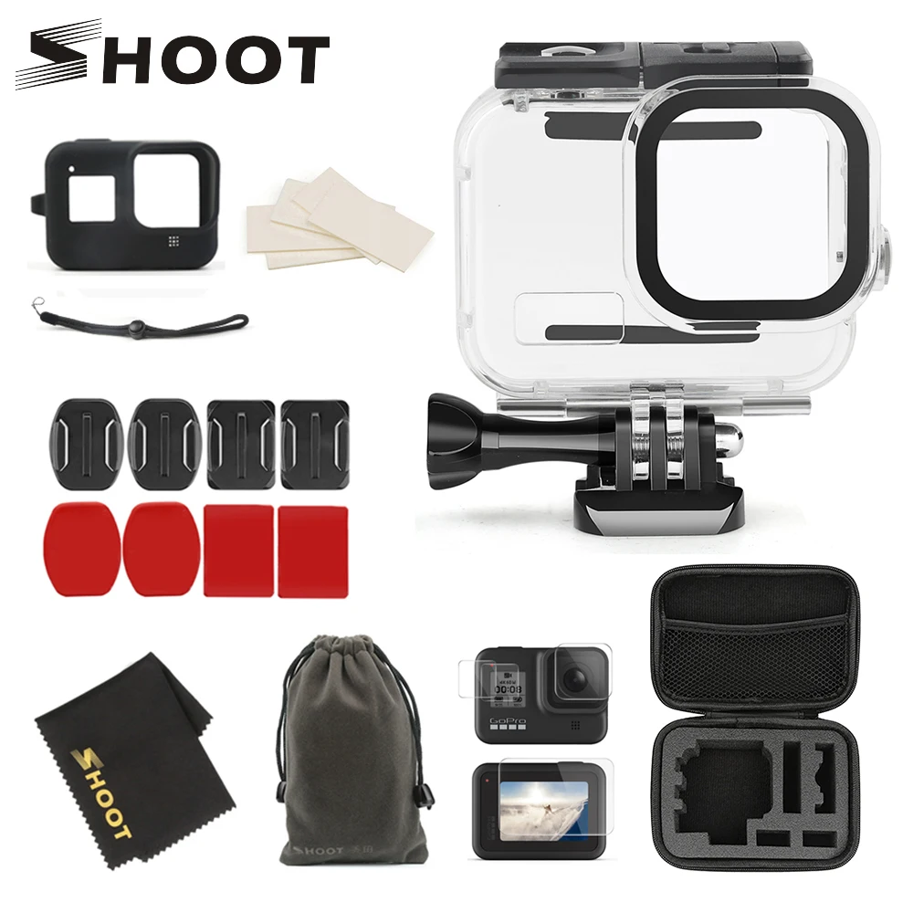 

SHOOT for GoPro Hero 8 Black Action Camera 60M Waterproof Case Accessory Set Protective Cover Housings Mount for GoPro 8 Camera