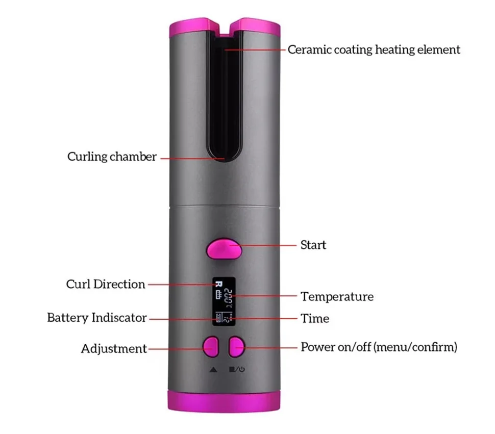 Ondulador de pelo automático inalámbrico portátil, rizador de aire con  recarga USB, pantalla LCD, máquina rizada con peine y Clip utilizado en  casa - AliExpress Belleza y salud