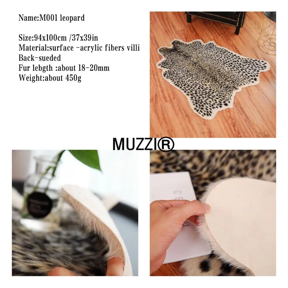 94X100CM leopard Коврик с леопардовым принтом, корова, леопард, тигр, принт из воловьей кожи, искусственная кожа, нескользящий коврик, 94x100 см, ковер с животным принтом для ho - Цвет: 94X100CM leopard