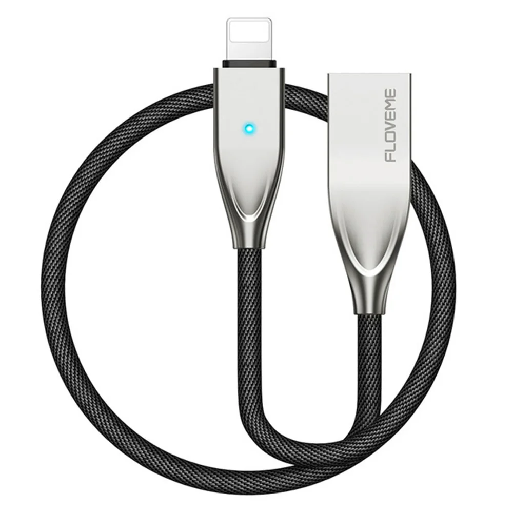 Кабель Освещения FDBRO для iPhone X, XR, XS, MAX, USB кабель для iPhone 6, 6s, 7, 8 Plus, быстрое зарядное устройство для iPad, цинковый сплав, нейлоновая оплетка - Цвет: Black 2