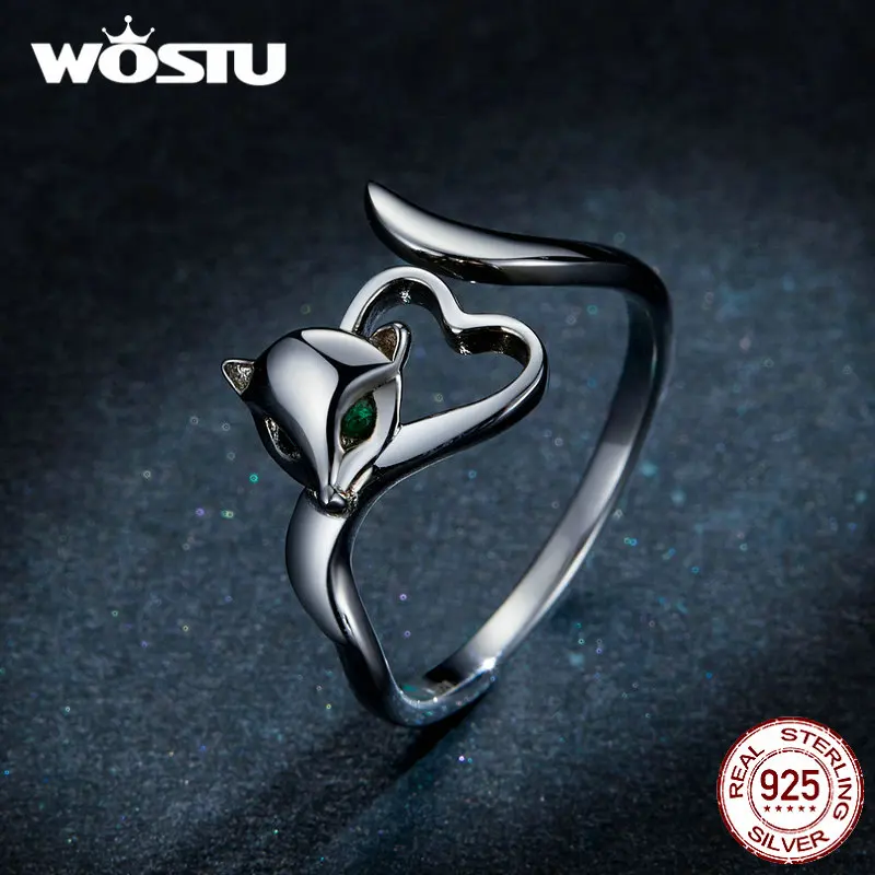 WOSTU, настоящее 925 пробы, серебряное кольцо в виде лисы, животное ...