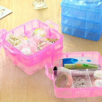 

Three-layer Jewelry Sorting Box Transparent Plastic Organizer Girl Headdress Storage Jewelry Box