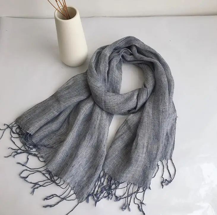 100% Linen New Spring and Autumn Unisex Scarf Echarpe Muslim Hijab Foulard Shawls Tie Dye Scarves Women/Men Sjaal Scarfs 3