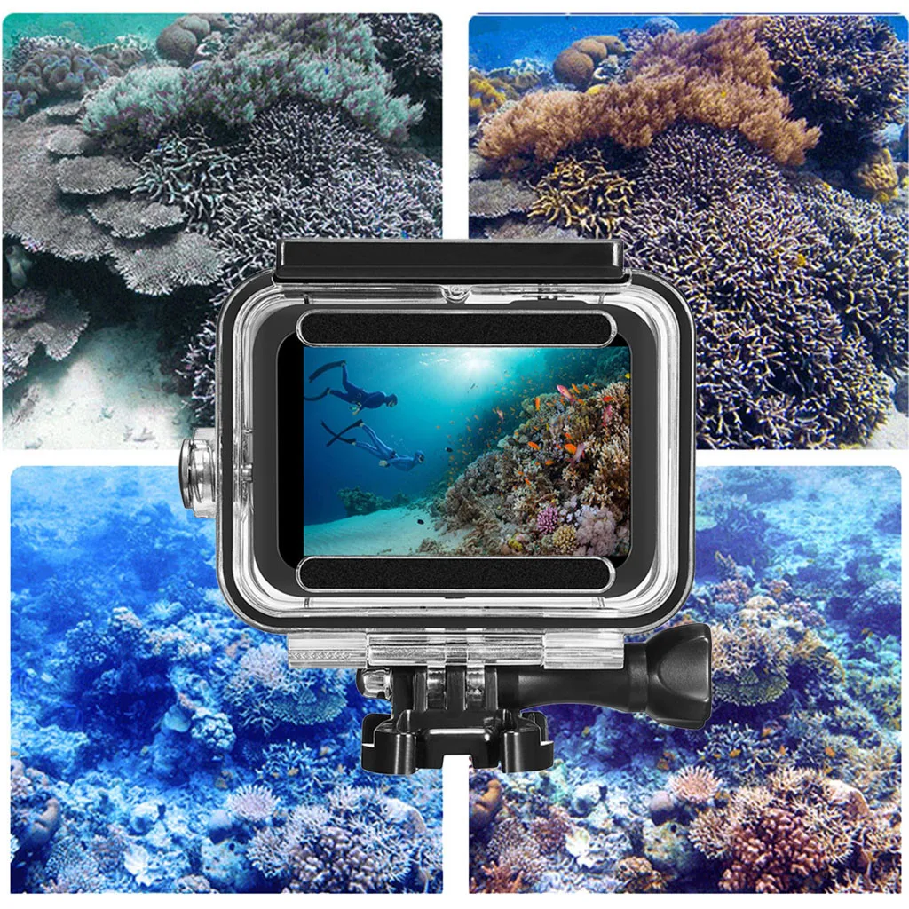 4-в-1 Водонепроницаемый корпус Дайвинг 45 м+ Filte для Go-pro 8 черный Дайвинг защитный корпус чехол с 3-Pack фильтры