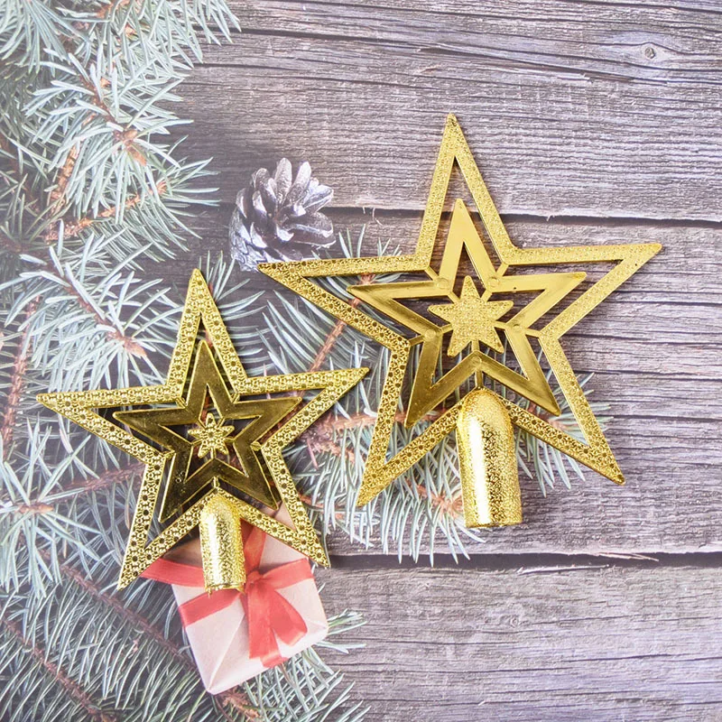 Christmas Tree Decoration Christmas Star Decoration 1pc Gold Silver Red Star Christmas Tree Top Star 3D Five-point Christmas Home Table Topper Xmas Decoration Merry