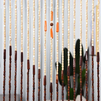 

90x175cm 38 Line Wooden Beads Curtain Fly Screen Handmade Wooden Beans Curtain Door Shutters For Kitchen Balcony Home Bedroom