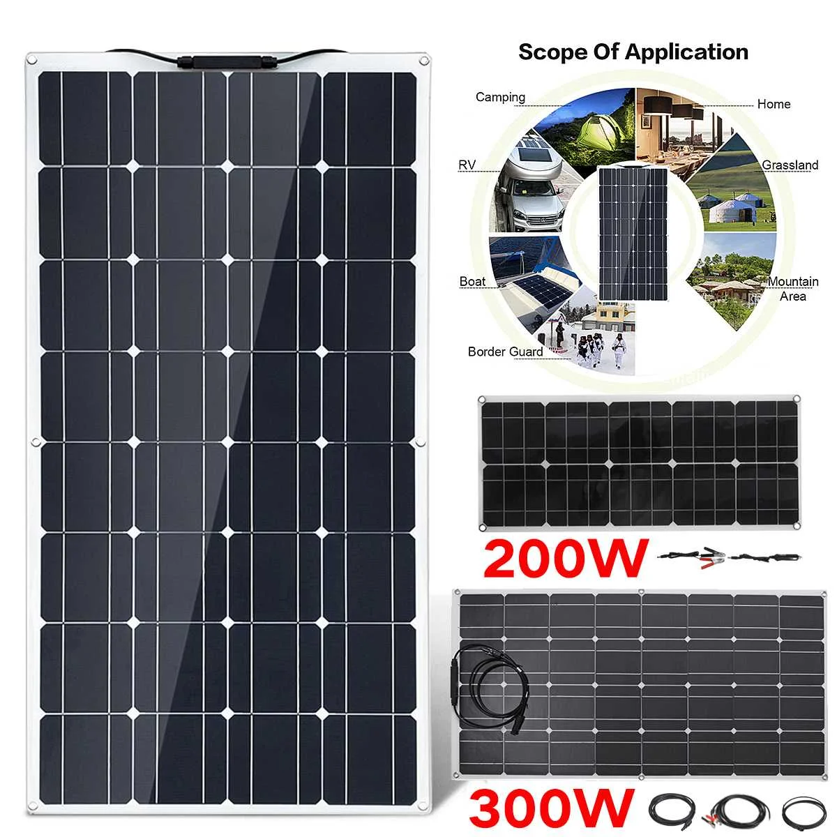 Солнечная панель двойной USB блок питания Внешняя батарея Зарядка солнечная ячейка доска Крокодил Зажимы автомобильное зарядное устройство 100 Вт/300 Вт 20 в