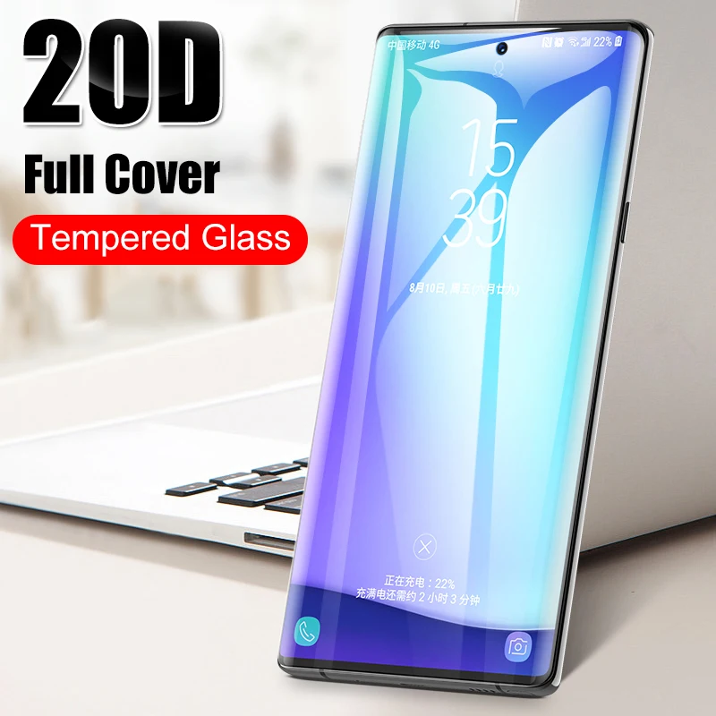 

20D Full Cover Edge Tempered Glass For Samsung Galaxy Note 10 8 9 Pro S10 S8 S9 PLus S10E Screen Protector Glass Protective Film