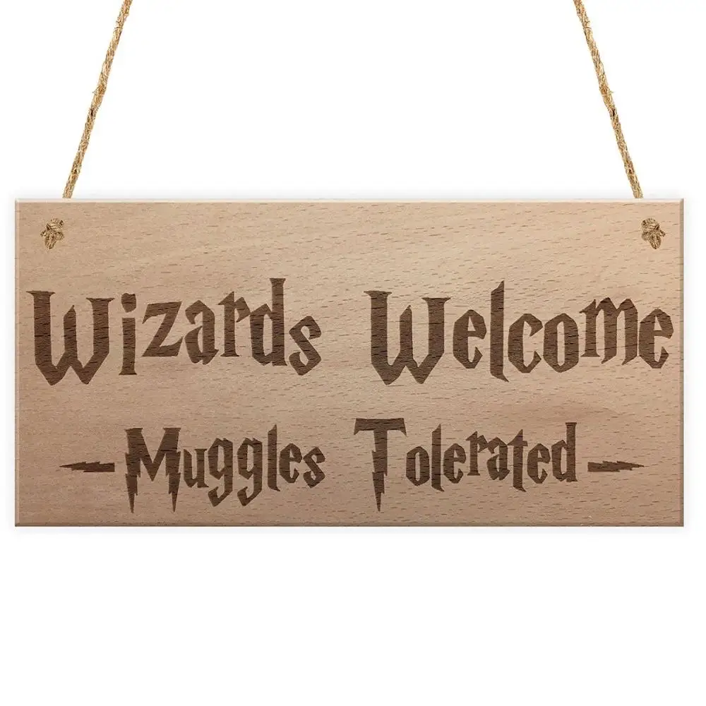 

Home Decor Signs Wizards Welcome Wood Sign Plaque for Kids Halloween's Day Decoration Art Painting