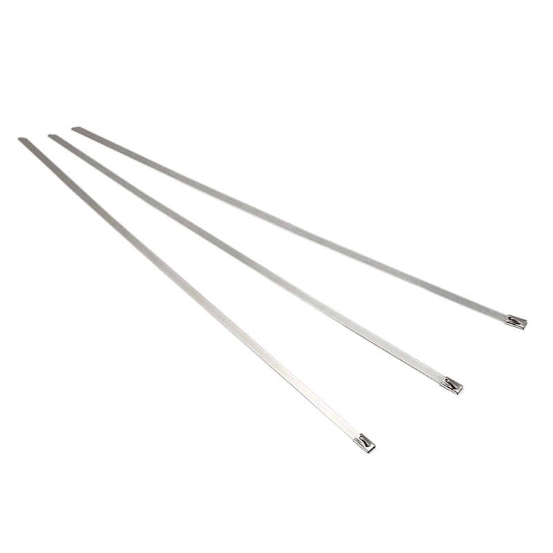 100pcs Stainless Steel Locking Cable Zip Ties Silver(4.6x300mm