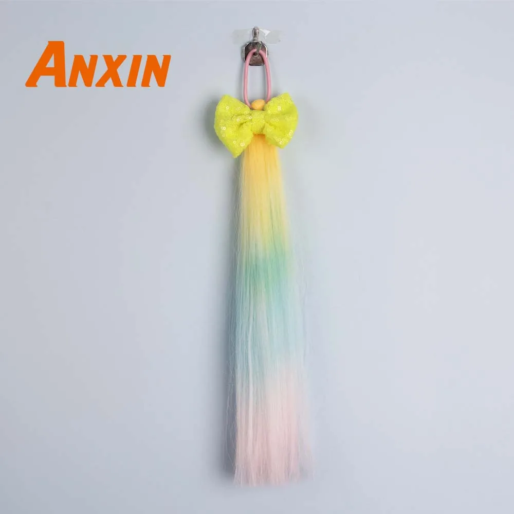 

Anxin Straight Ombre Hair Accessories Wigs Candy Color For Girls Cosplay Party Anime Synthetic Wig Ponytail Braid