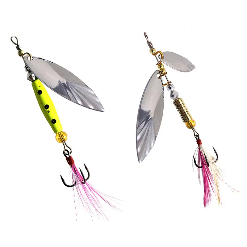 Hook Treble Spinner Bait Tackle Lures Sequins Spoon Feather Fishing Paillette DS 