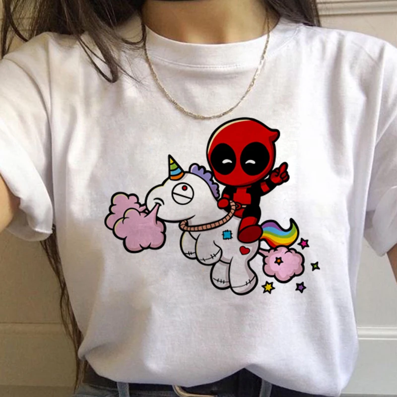 2020New Unicorni Harajuku футболки для женщин Милая футболка с мультяшным принтом Ullzang